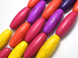 Howlite, Multicolored, 15x40mm Rice Beads