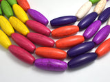 Howlite, Multicolored, 15x40mm Rice Beads