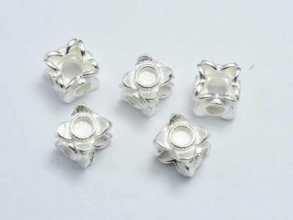 2pcs 925 Sterling Silver Beads, 5.5x5.5mm Cube Beads-BeadBasic
