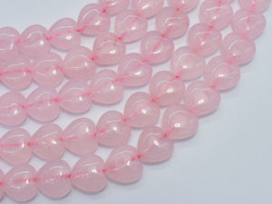 Rose Quartz 12mm Heart Beads, 15 Inch-BeadBasic