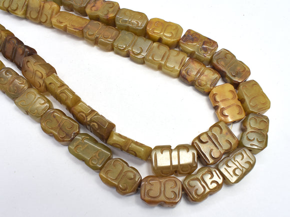 Jade, 13x18mm Carved Rectangle Beads-BeadBasic