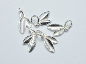 2pcs 925 Sterling Silver Leaf Charms, 7.8x12mm-BeadBasic