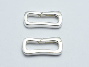 1pc 925 Sterling Silver Rectangle Push Clip Clasp, 16x7mm-BeadBasic