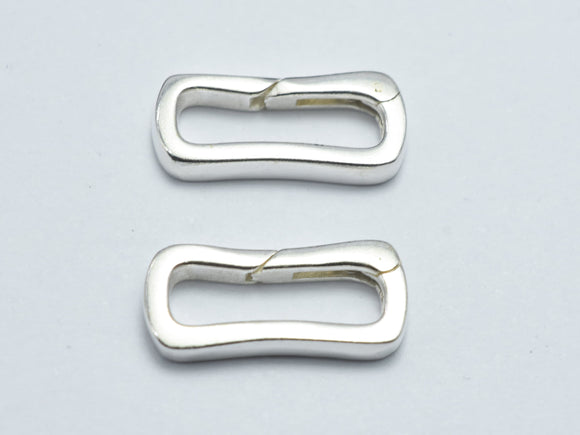 1pc 925 Sterling Silver Rectangle Push Clip Clasp, 16x7mm-BeadBasic