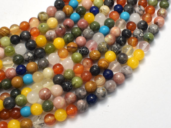 Mixed Stone, 6mm Round Beads-BeadBasic