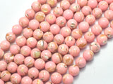 Shell Howlite-Pink, with Trochus Shell, 8mm (8.5mm)-BeadBasic