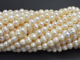 Fresh Water Pearl Beads-White Approx. 5.5-6.5mm Potato-BeadBasic