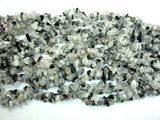 Black Rutilated Quartz, 4mm - 9mm Chips Beads, Long full strand-BeadBasic