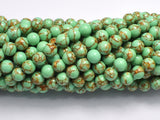 Howlite Turquoise - Green with Gold Line, 6mm (6.4mm)-BeadBasic