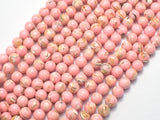 Shell Howlite-Pink, with Trochus Shell, 6mm (6.5mm)-BeadBasic