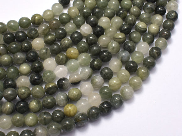 Green Line Quartz, 6mm Round Beads-BeadBasic