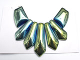 Quartz Beads, Coated Green, Top Drilled Graduated Stick