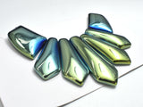 Quartz Beads, Coated Green, Top Drilled Graduated Stick