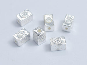 4pcs 925 Sterling Silver Beads, 2.9x2.9x4.6mm Square Tube
