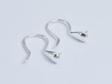 4pcs 925 Sterling Silver Ear Wires, Earring Hook, Fishhook Setting, 10x15mm-BeadBasic