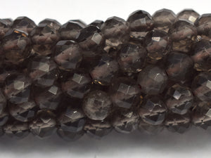 Smoky Quartz, 4mm Micro Faceted Round-BeadBasic