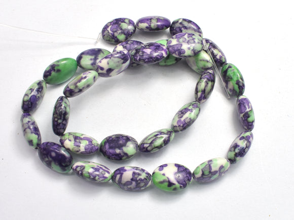 Rain Flower Stone, Purple, Green, 10x14mm Oval Beads-BeadBasic