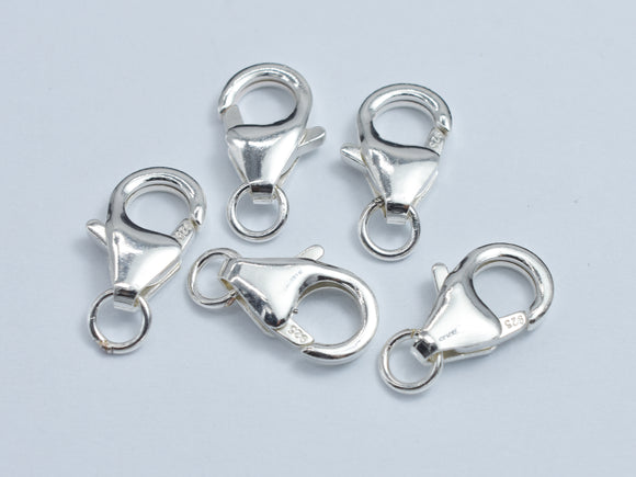 2pcs 925 Sterling Silver Lobster Claw Clasp, 11x6mm-BeadBasic