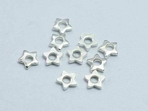 Approx. 50pcs 925 Sterling Silver Star Spacer, 3x3mm-BeadBasic