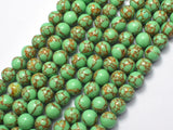 Howlite Turquoise - Green with Gold Line, 8mm (8.3mm)-BeadBasic