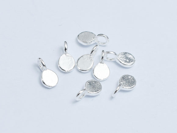 20pcs 925 Sterling Silver Charms, Oval Disc Blank Charms, 2.9x3.2mm