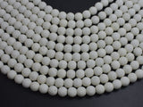 White Lava Beads, 8mm Round Beads, 15 Inch-BeadBasic