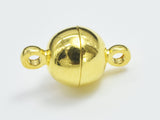 9pcs 10mm Magnetic Ball Clasp-Gold, Plated Brass