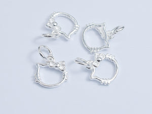 2pcs 925 Sterling Silver Charms, Kitty Charms, 10x10mm