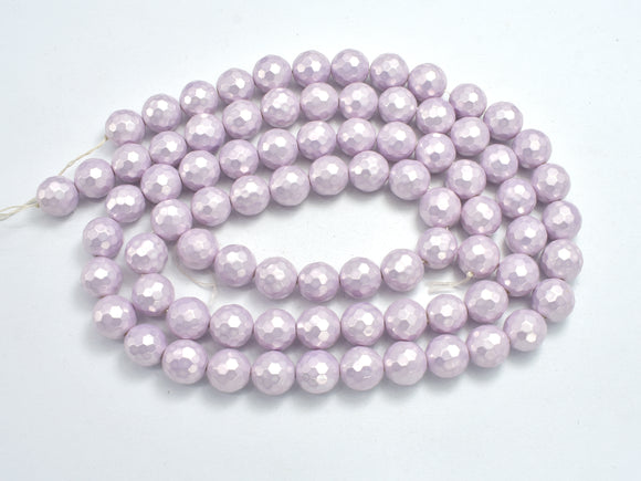 Shell Pearl, 10mm Faceted Round Beads-BeadBasic