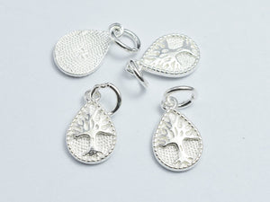 2pcs 925 Sterling Silver Teardrop Charms, Tree Charm, 8x13mm-BeadBasic