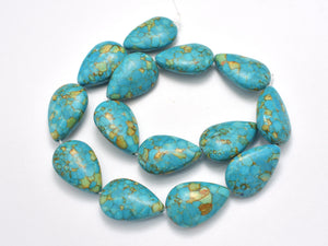 Turquoise Howlite-Blue & Green, 17x25mm Flat Teardrop Beads-BeadBasic