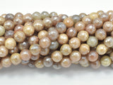 Mystic Coated Sunstone, 8mm Faceted Round Beads, AB Coated-BeadBasic