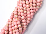 Shell Howlite-Pink, with Trochus Shell, 6mm (6.5mm)-BeadBasic