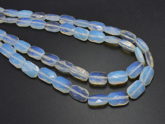 White Opalite, 10x14mm Faceted Rectangle Beads-BeadBasic