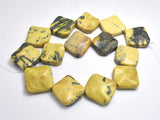 Yellow Turquoise, 22x22mm Wavy Sauqre Beads