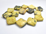 Yellow Turquoise, 22x22mm Wavy Sauqre Beads