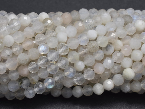 White Rainbow Moonstone, 3mm (3.3mm) Micro Faceted Round