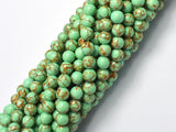 Howlite Turquoise - Green with Gold Line, 6mm (6.4mm)-BeadBasic