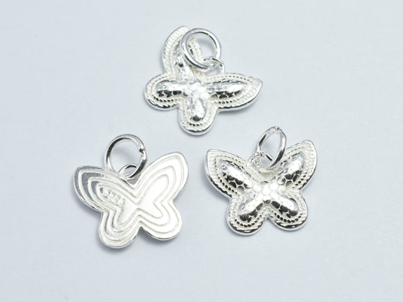 1pc 925 Sterling Silver Charms, Butterfly Charm, 14x11mm-BeadBasic