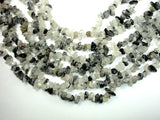 Black Rutilated Quartz, 4mm - 9mm Chips Beads, Long full strand-BeadBasic