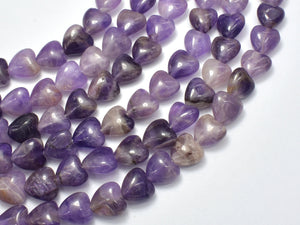 Amethyst 10mm Heart Beads, 15 Inch-BeadBasic