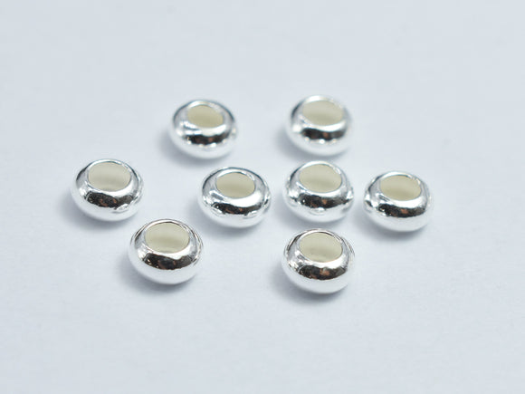 20pcs 925 Sterling Silver Rondelle 4mm Spacer Beads, Crimp Beads-BeadBasic