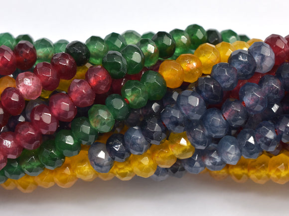 Jade - Multi Color 3x4mm Faceted Rondelle, 14 Inch