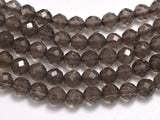 Smoky Quartz, 4mm Micro Faceted Round-BeadBasic