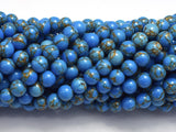 Howlite Turquoise - Blue with Gold Line, 6mm (6.4mm)