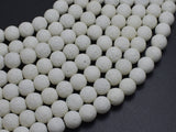 White Lava Beads, 8mm Round Beads, 15 Inch-BeadBasic