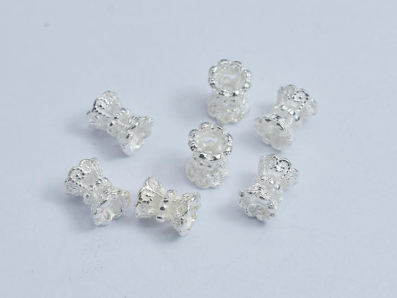 10pcs 925 Sterling Silver Bead Caps, 4mm Double Bead Caps, Height 5mm