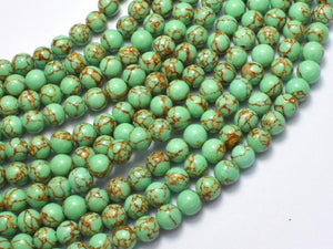 Howlite Turquoise - Green with Gold Line, 6mm (6.4mm)-BeadBasic