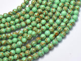 Howlite Turquoise - Green with Gold Line, 6mm (6.4mm)-BeadBasic