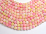 Matte Jade - Pink & Yellow, 8mm Round-BeadBasic